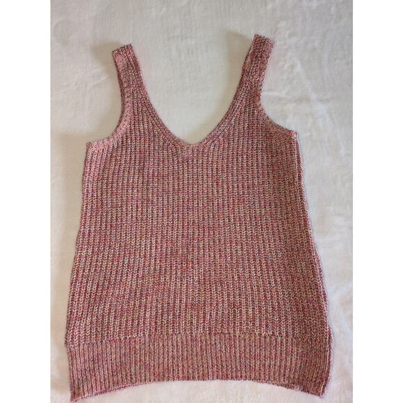 John + Jenn Knit Sweater Tank XS Cotton Ribbed Sleeveless Colorful Marled Pink - Picture 4 of 8